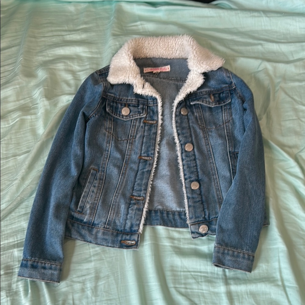 Kids Blue Denim Jacket with White Sherpa Lining